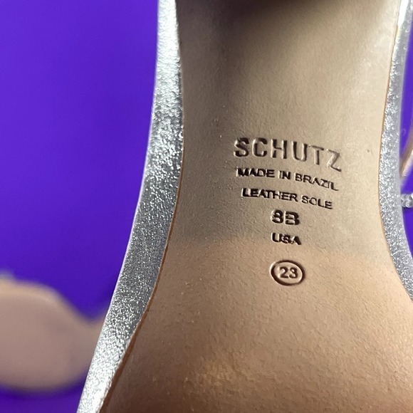 SCHUTZ Women's Candy LEE Metallic Leather Block Heel Sandals Shoe Size 8-NEW - Picture 7 of 7